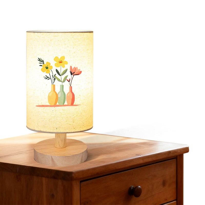 亚麻布USB台灯三色光 