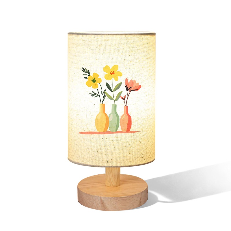 亚麻布USB台灯三色光 