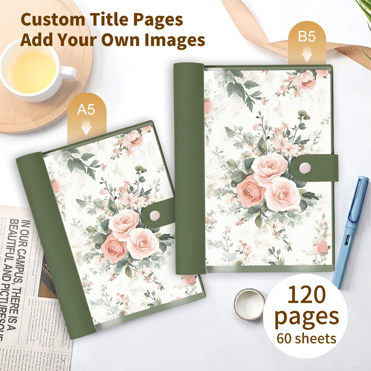 金属活扣PU软皮横线笔记本