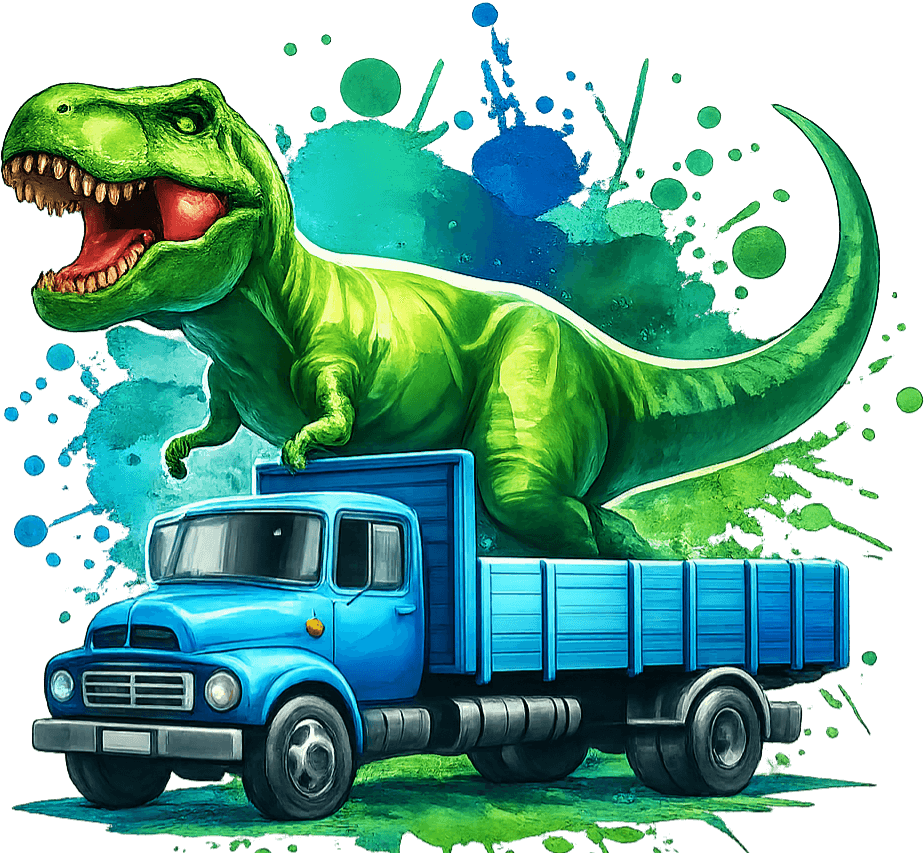 Green T-Rex Truck Toddler T-shirt | Dinosaur Truck Tee
