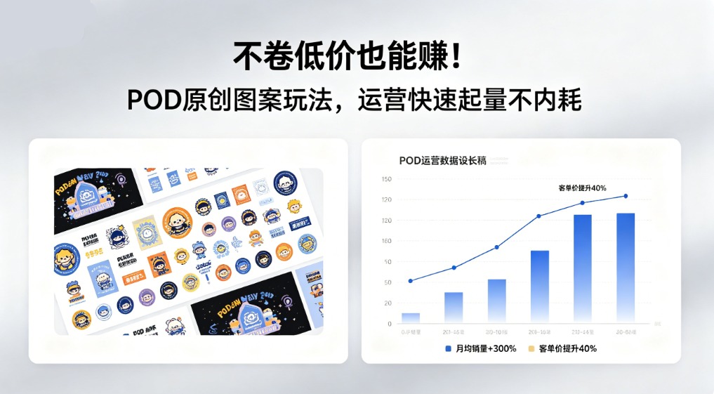 不卷低价也能赚！POD原创图案玩法，运营快速起量不内耗